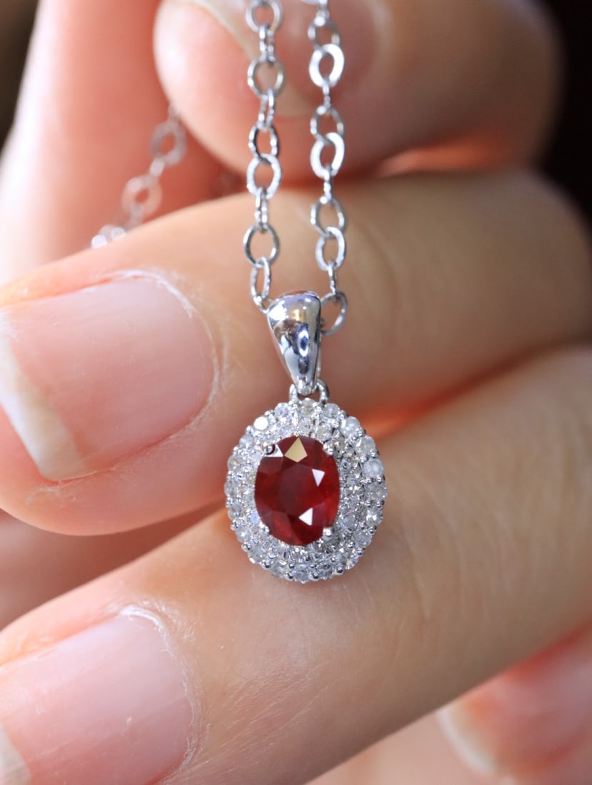 18K Gold Natural Pigeon Blood Ruby Pendant - 2