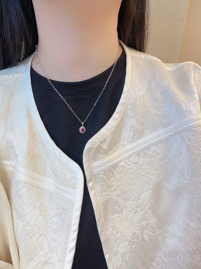 18K Gold Natural Pigeon Blood Ruby Pendant - 3