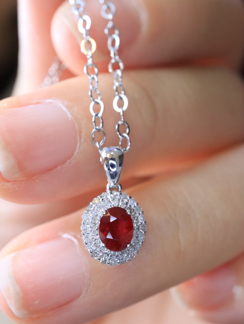 18K Gold Natural Pigeon Blood Ruby Pendant - 4