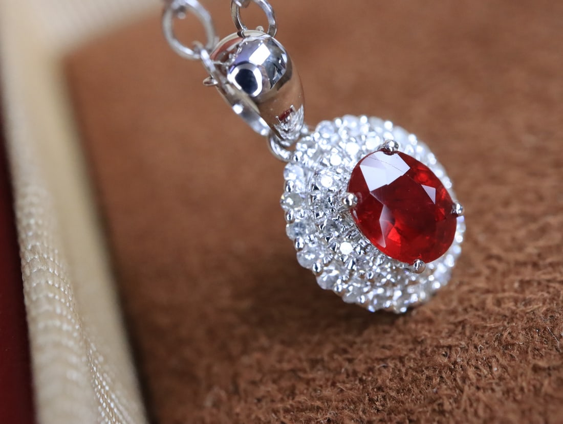 18K Gold Natural Pigeon Blood Ruby Pendant - 5