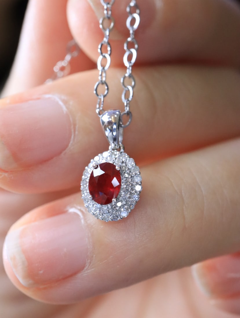 18K Gold Natural Pigeon Blood Ruby Pendant - 6