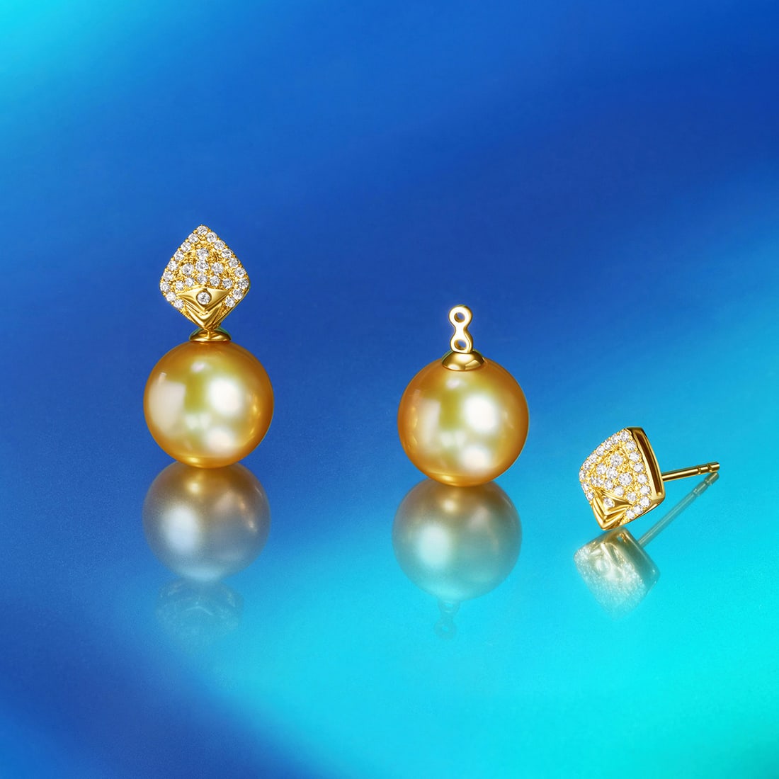 18K Gold South Sea Golden Pearl Earrings - 2