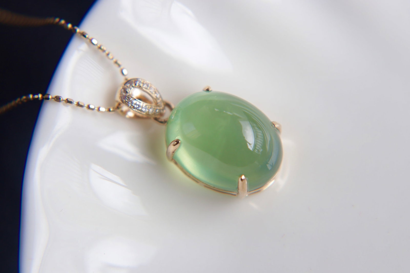 18K Gold Prasiolite Diamond Pendant - 2
