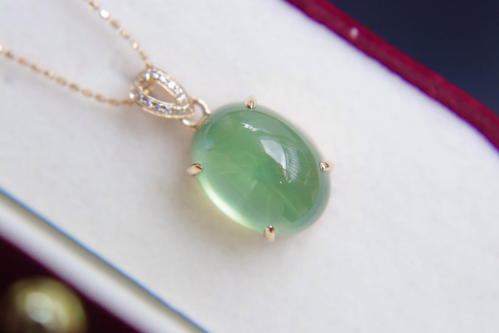 18K Gold Prasiolite Diamond Pendant - 3