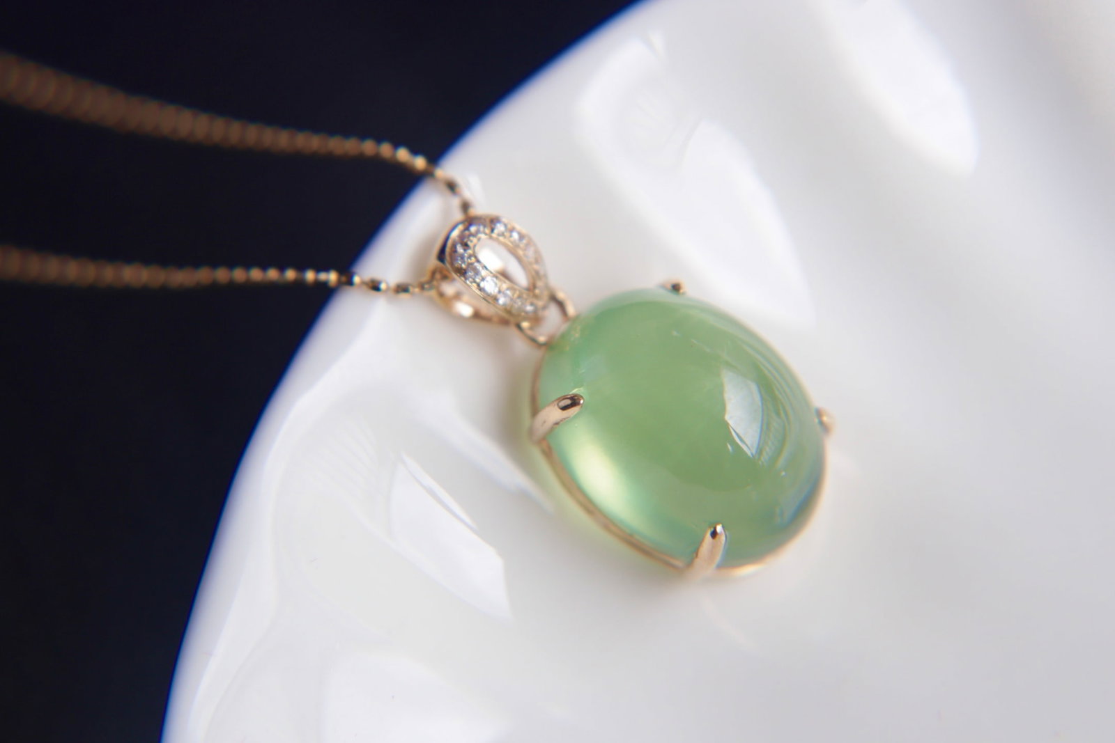 18K Gold Prasiolite Diamond Pendant - 5