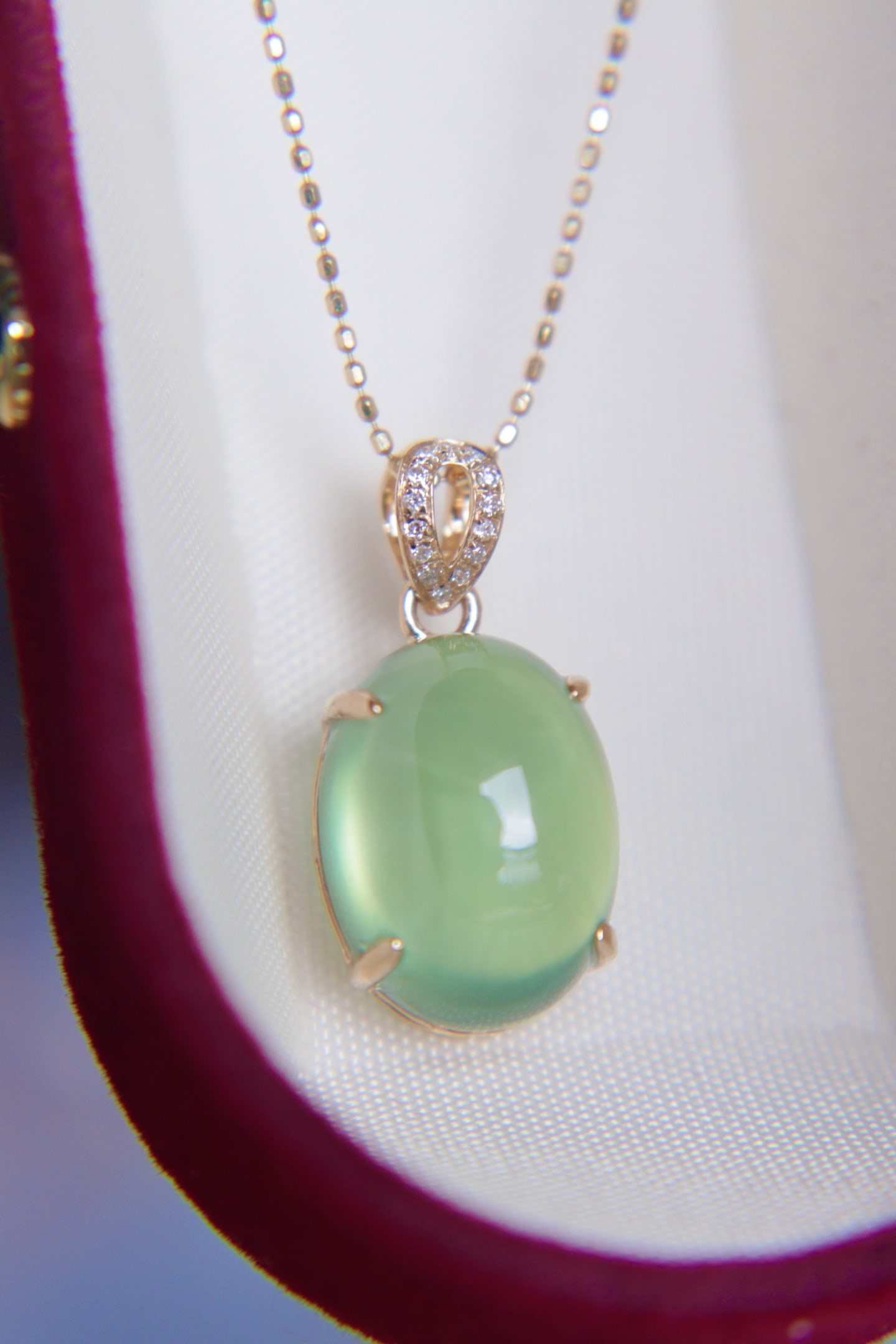 18K Gold Prasiolite Diamond Pendant - 6