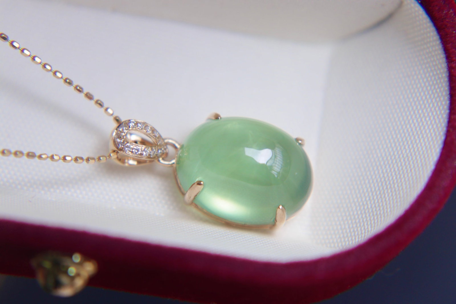 18K Gold Prasiolite Diamond Pendant - 7