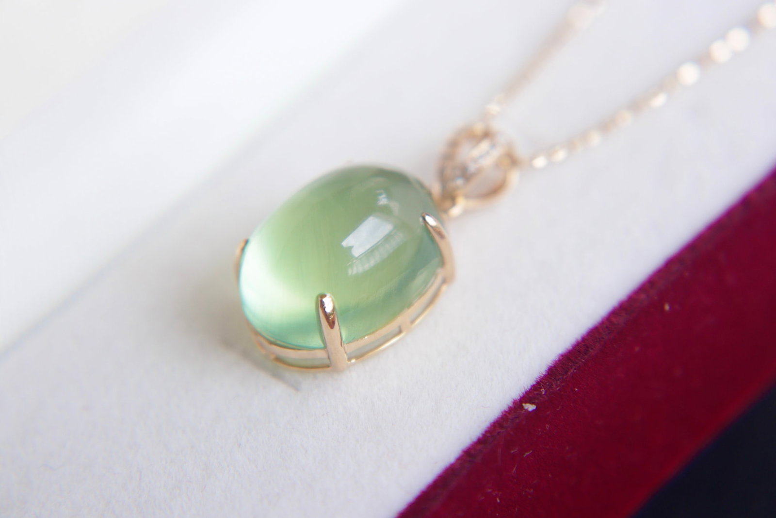 18K Gold Prasiolite Diamond Pendant - 8