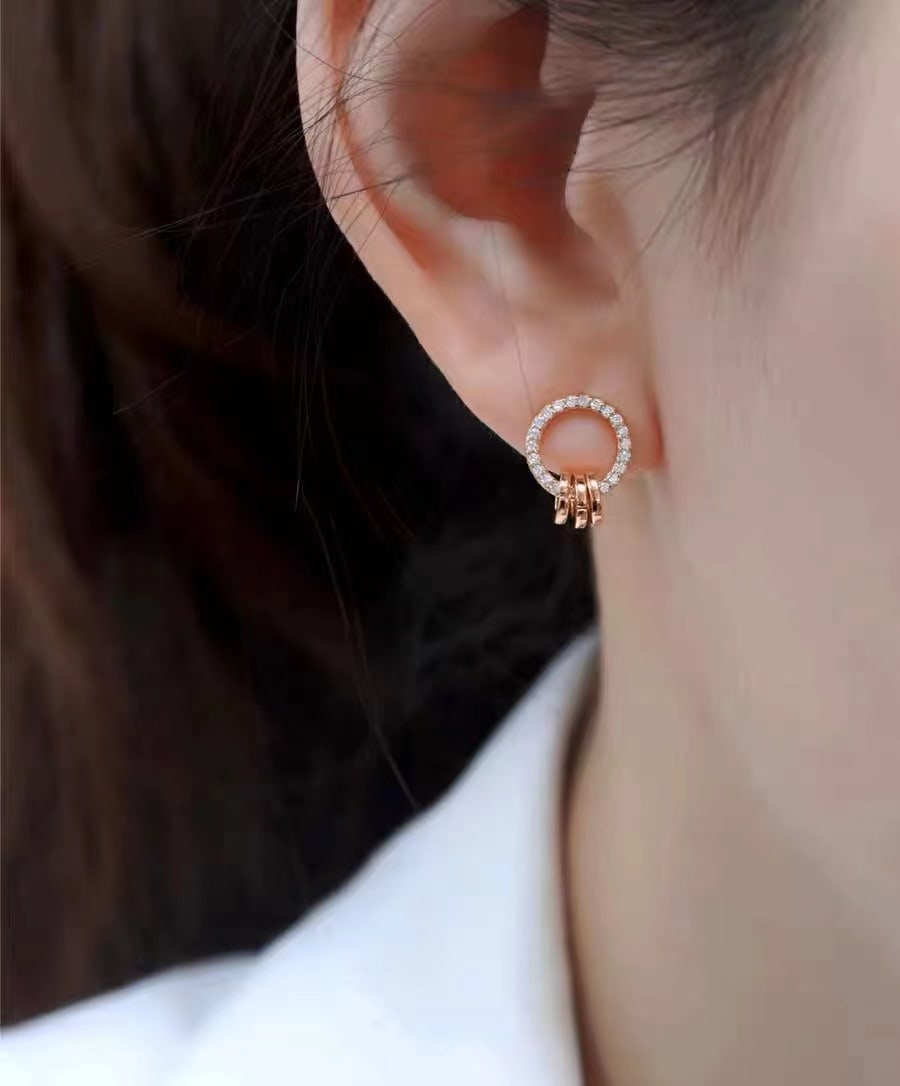 18K Gold Diamond Hoop Earrings - 2