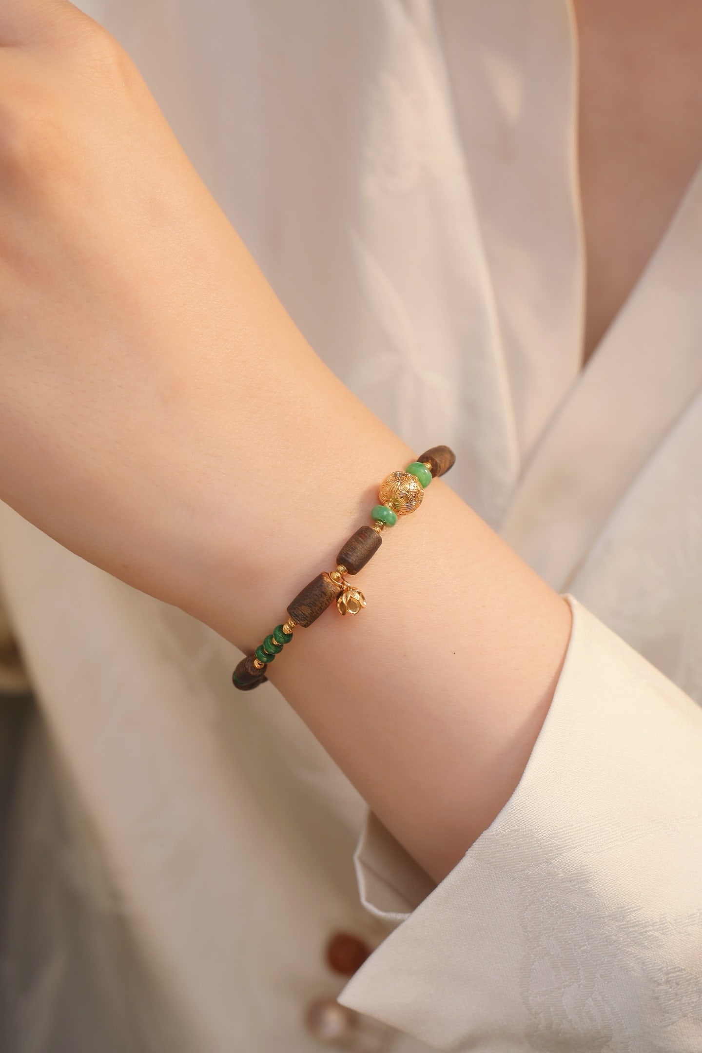 18K Gold Jadeite Bracelet - 2