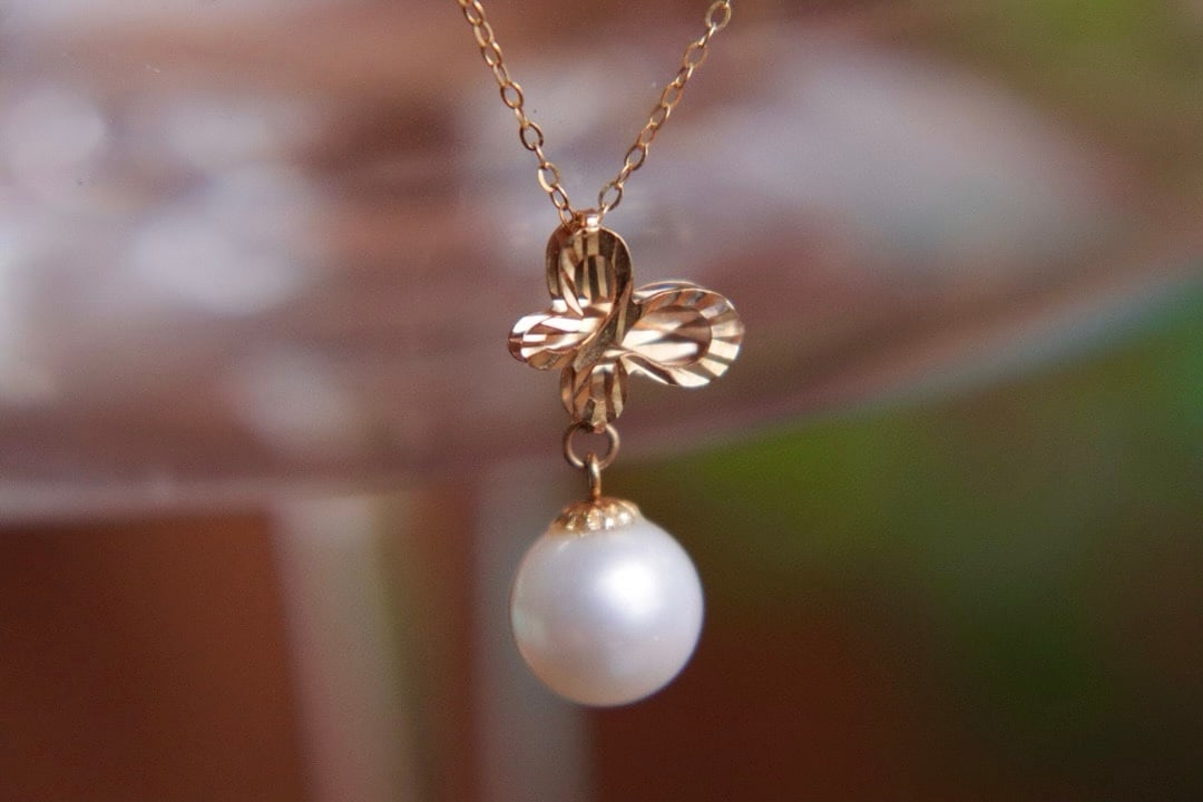 18K Gold Natural Freshwater Pearl Necklace - 4