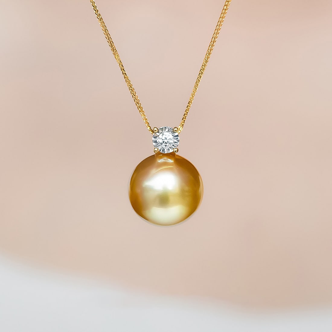 18K Gold South Sea Golden Pearl Pendant - 2
