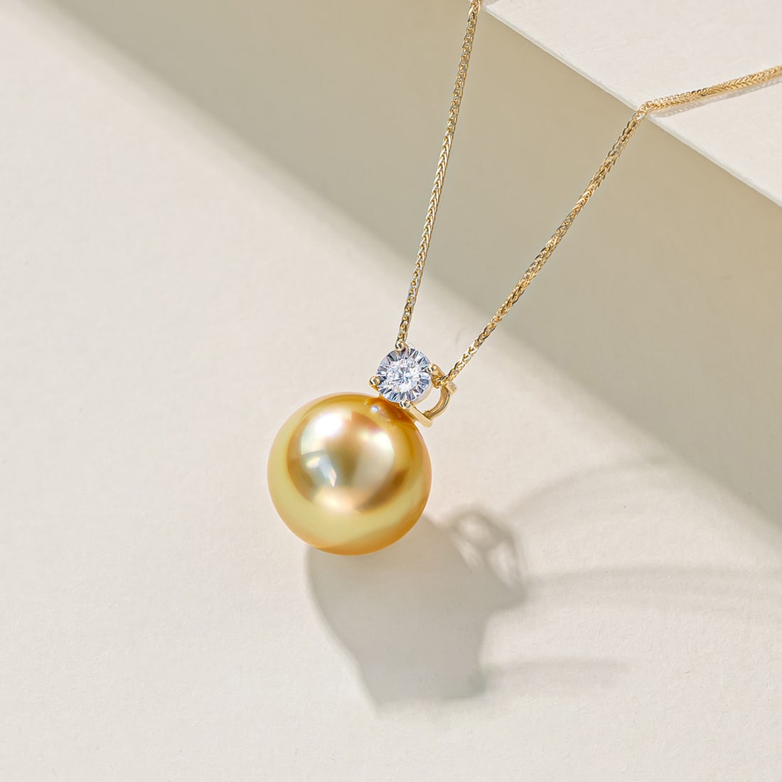 18K Gold South Sea Golden Pearl Pendant - 3