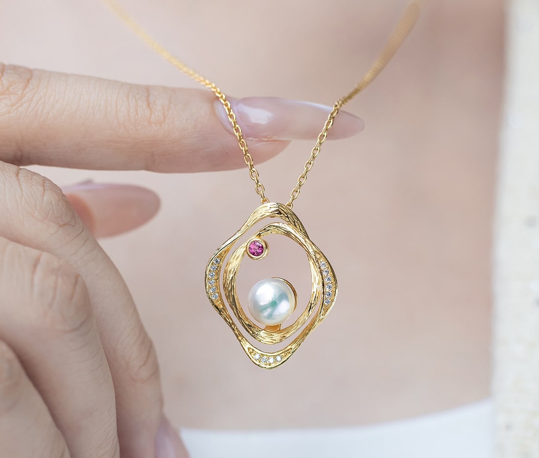 S925 Silver Akoya Pearl Necklace Pendant - 2