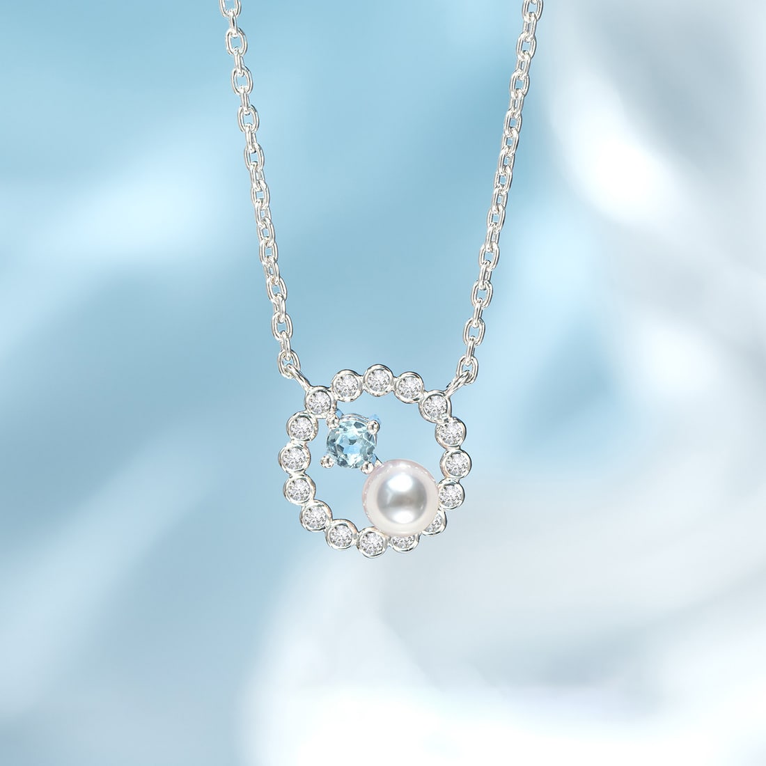 S925 Silver Topaz Seawater Pearl Necklace Pendant - 3