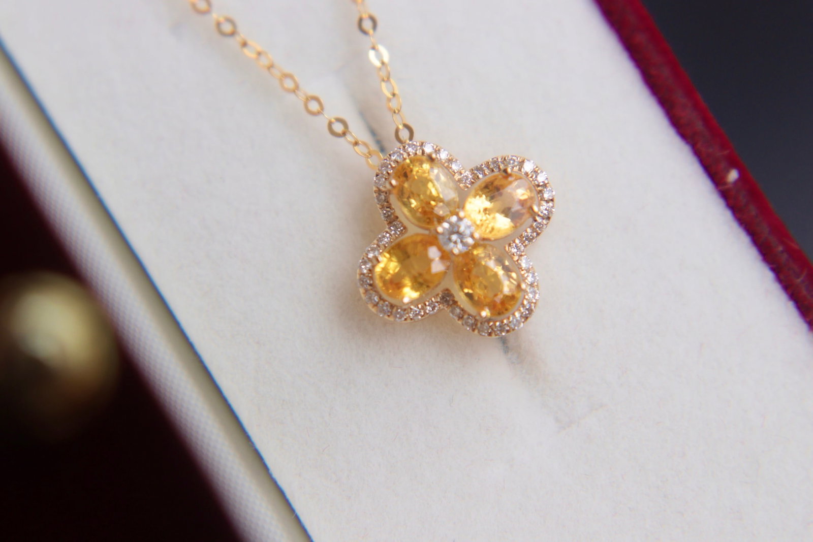 18K Gold Natural Yellow and Blue Sapphire Diamond Necklace - 2