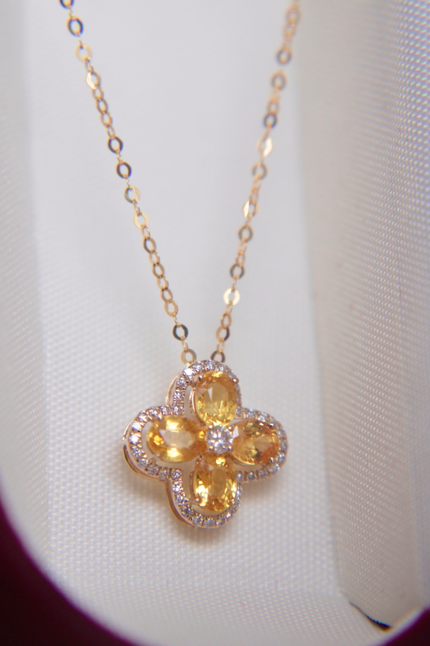 18K Gold Natural Yellow and Blue Sapphire Diamond Necklace - 7