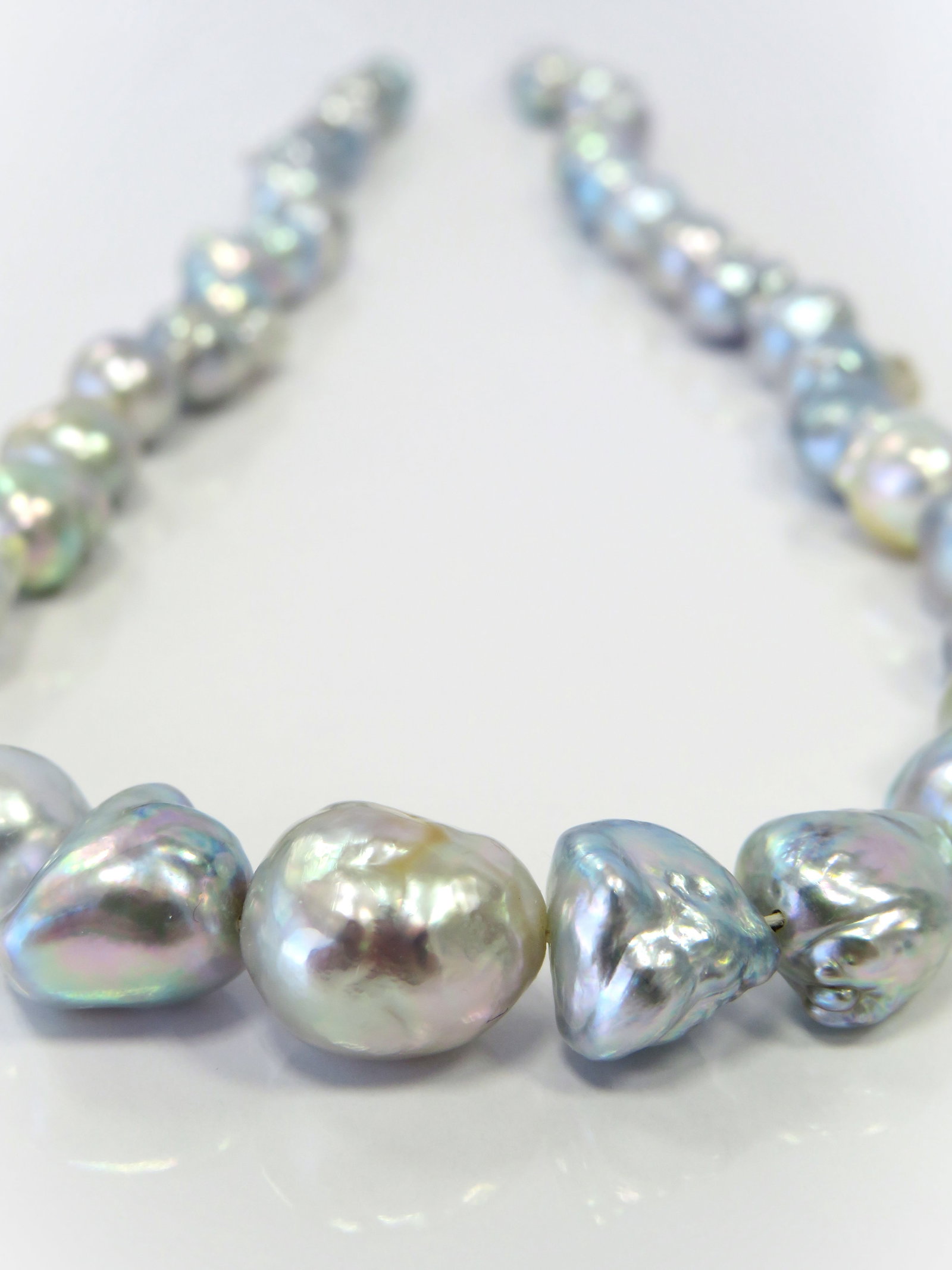 8-12mm Mix Drop-Baroque Blue/White Akoya Pearl Necklace Strand - 4
