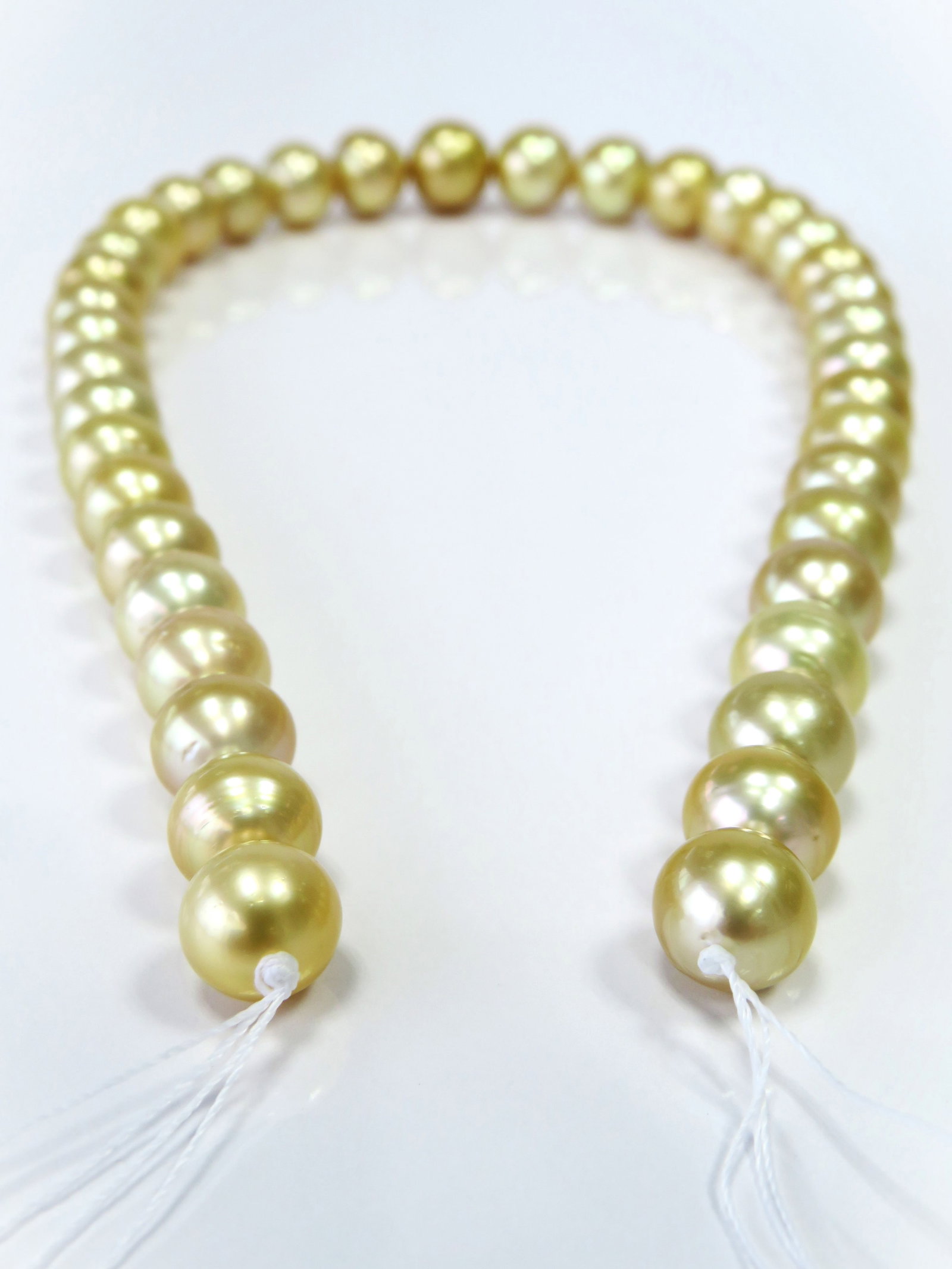 10-13mm Round/Button Golden South Sea Pearl Necklace Strand - 3