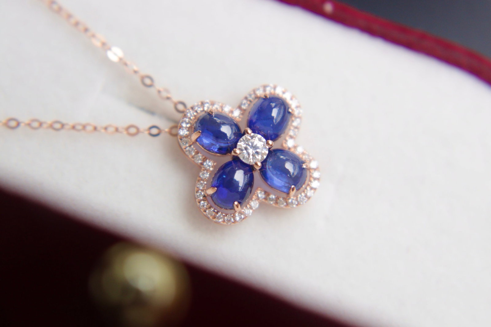 18K Gold Sapphire Diamond Necklace - 3