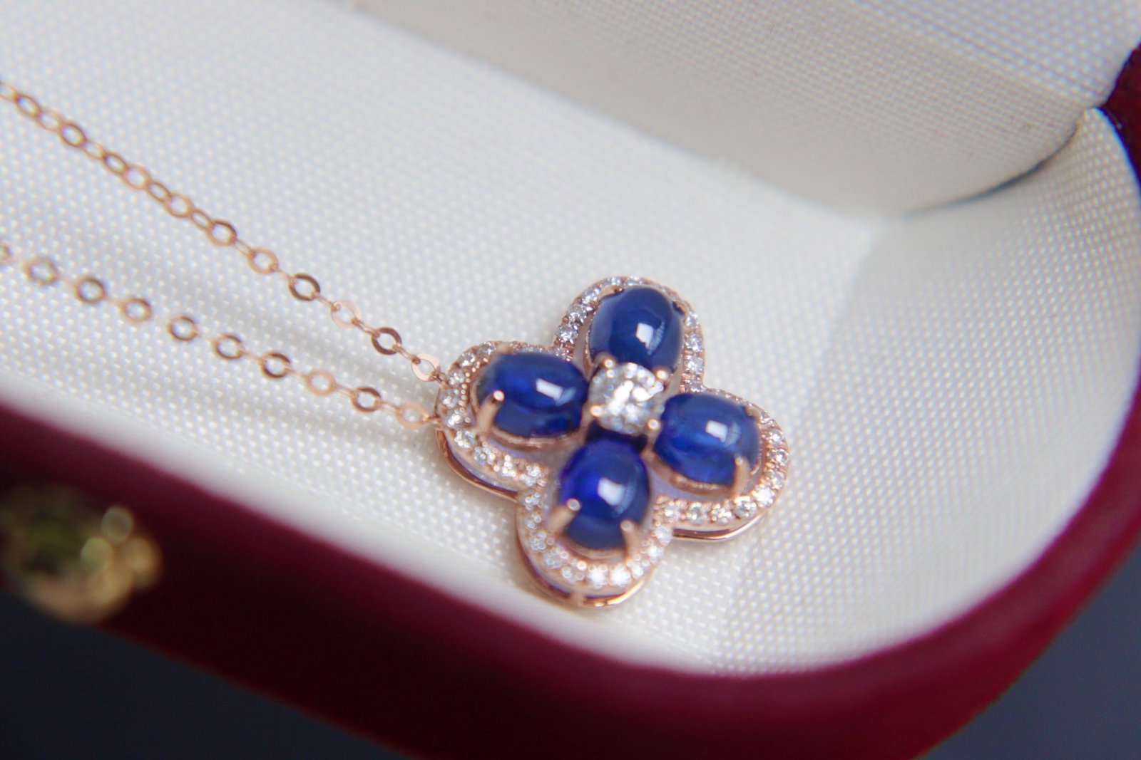 18K Gold Sapphire Diamond Necklace - 5
