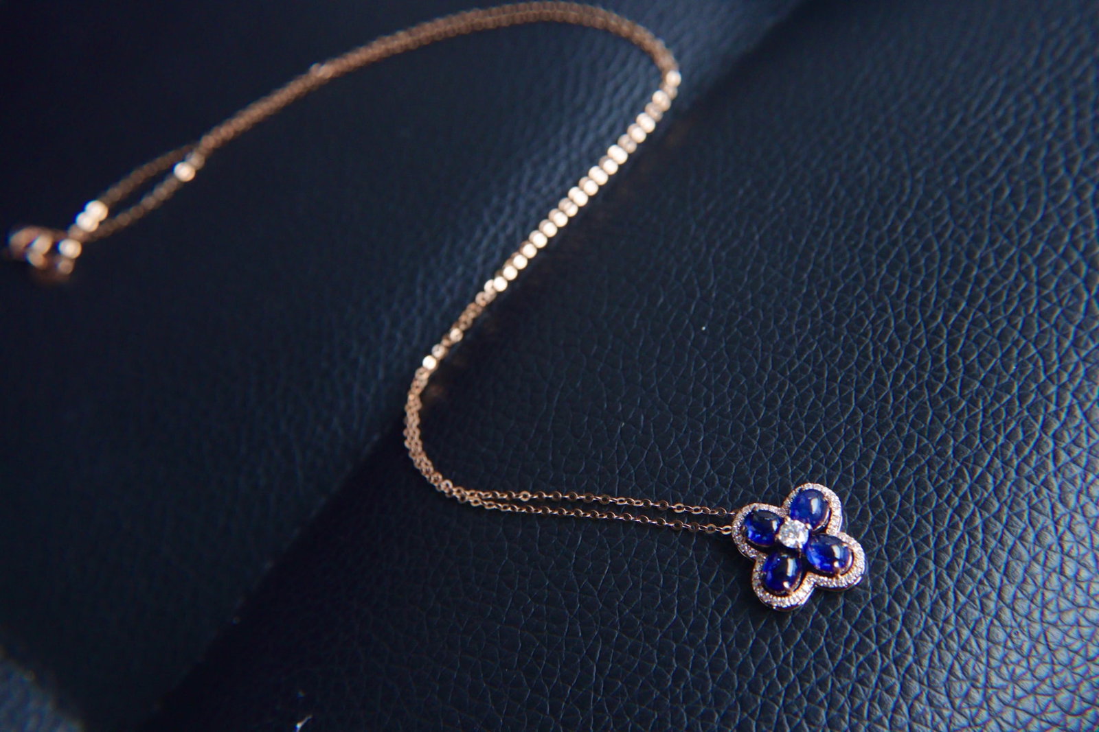 18K Gold Sapphire Diamond Necklace - 7