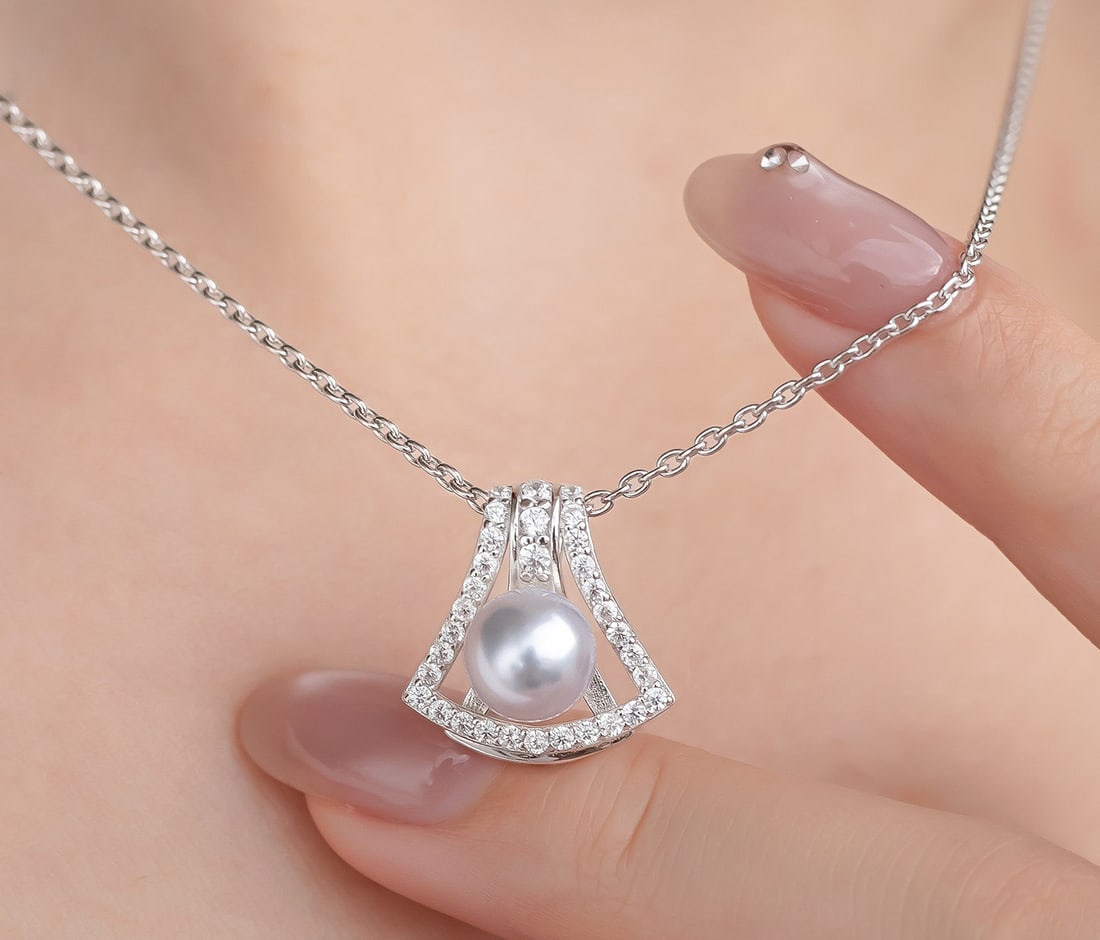 S925 Silver AKOYA Seawater Pearl Necklace Pendant - 2