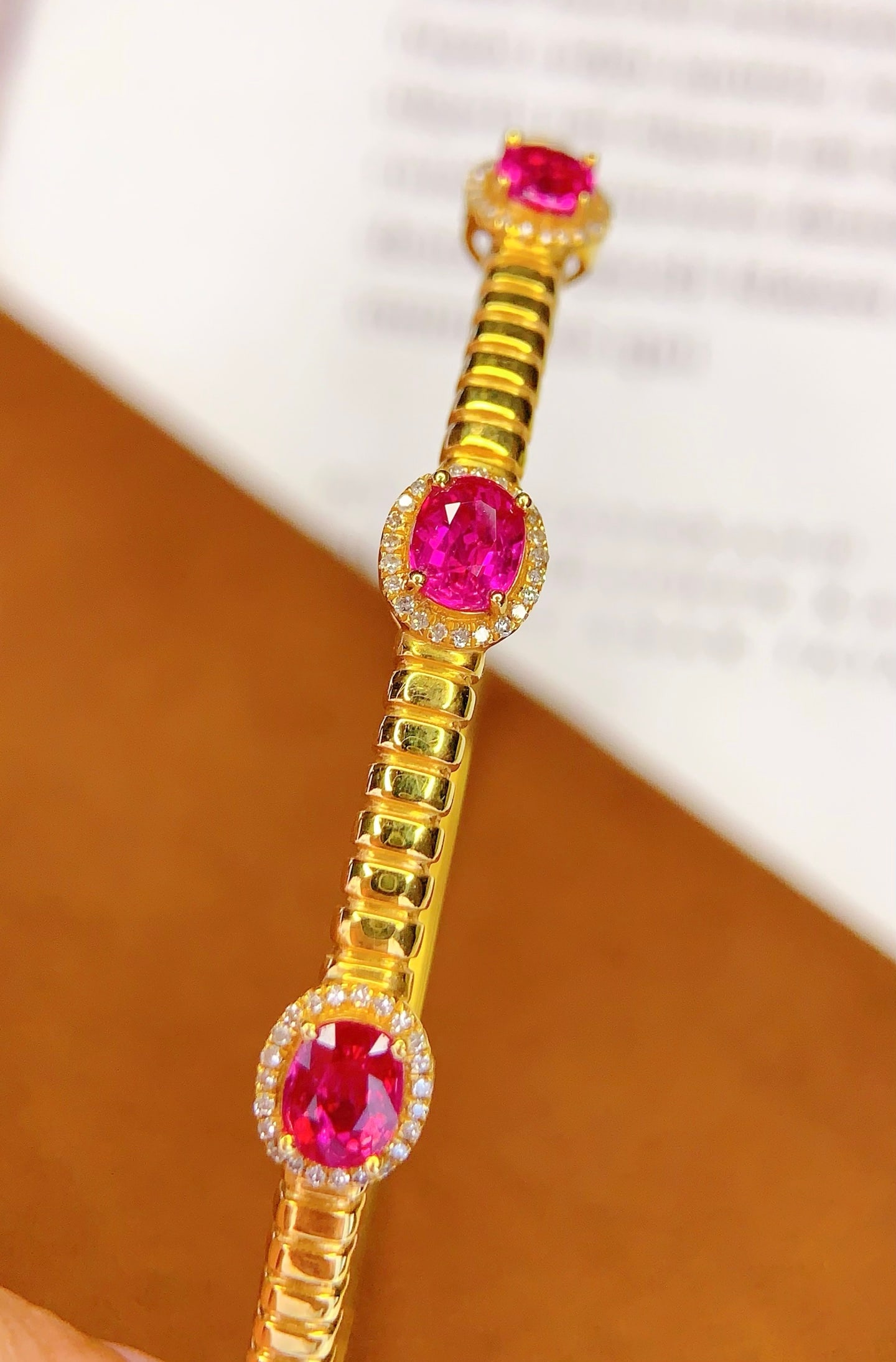 18K Gold Natural Unheated Ruby Bracelet - 6