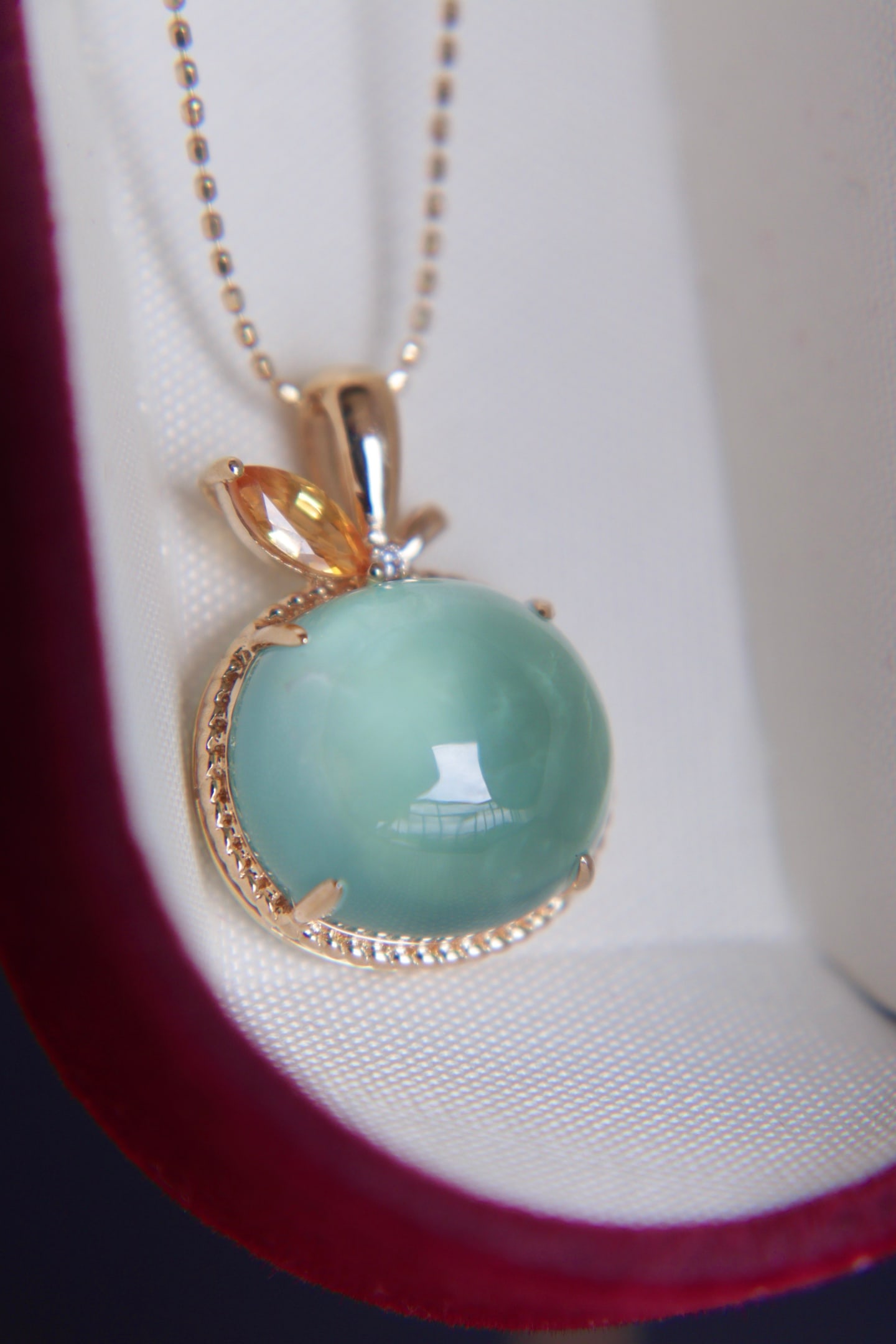 18K Gold Prasiolite Diamond Pendant - 2