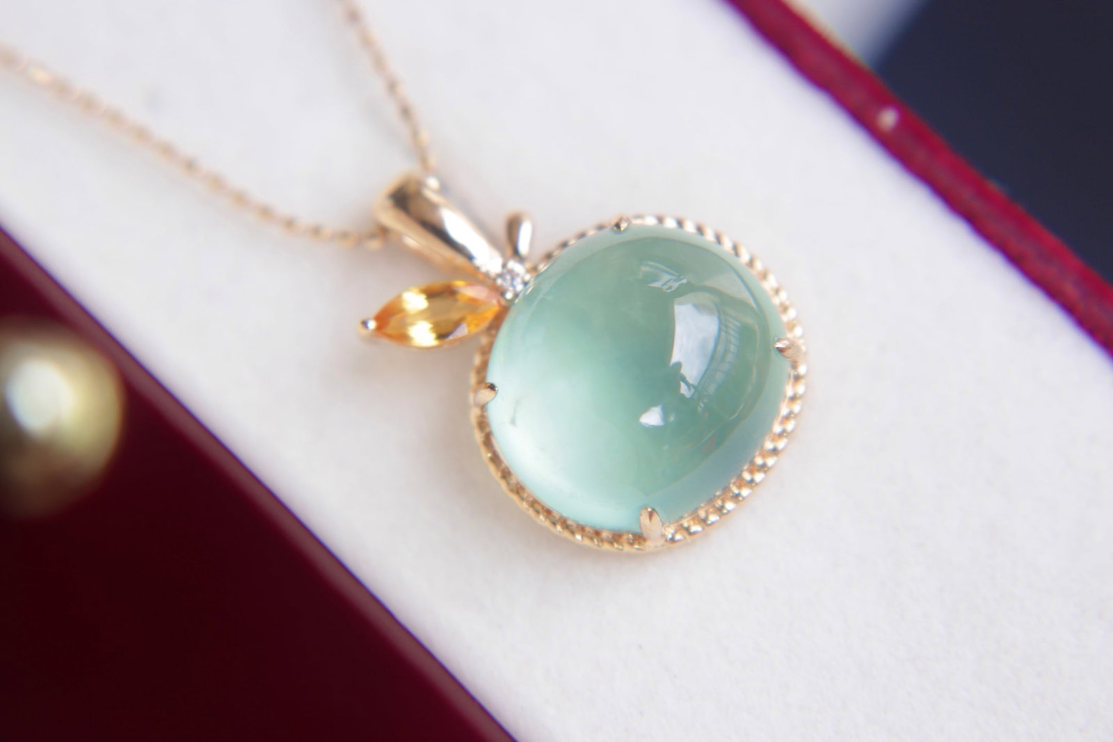 18K Gold Prasiolite Diamond Pendant - 4