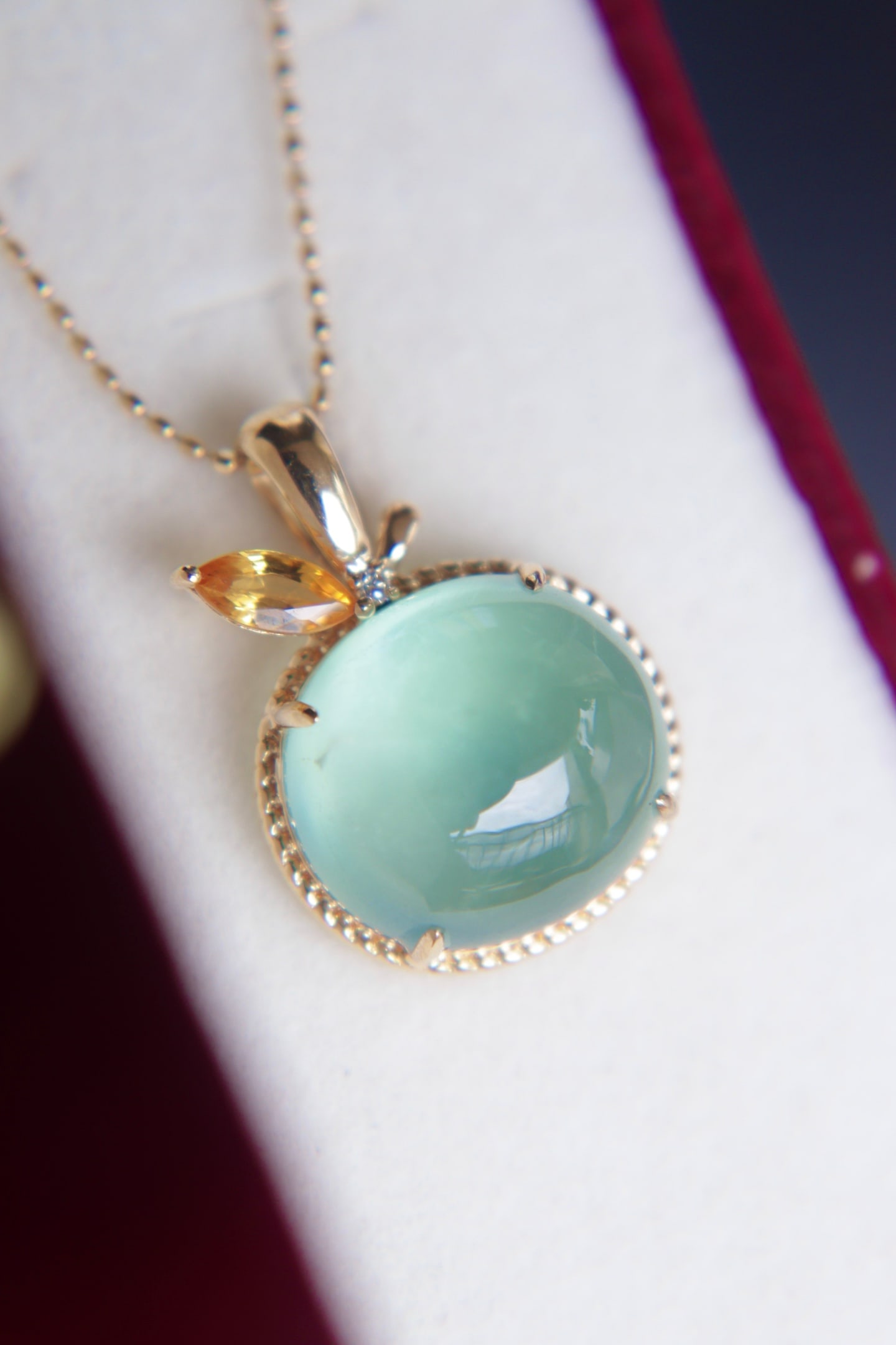 18K Gold Prasiolite Diamond Pendant - 7