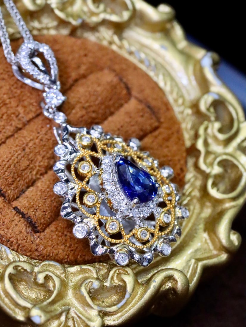 Platinum Sapphire Pendant - 2