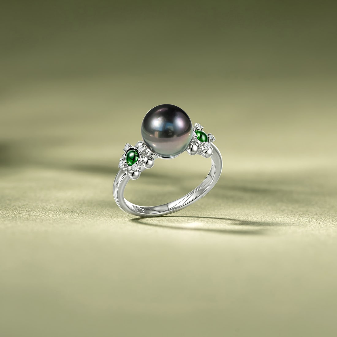 S925 Silver Tahitian Saltwater Black Pearl Ring - 3