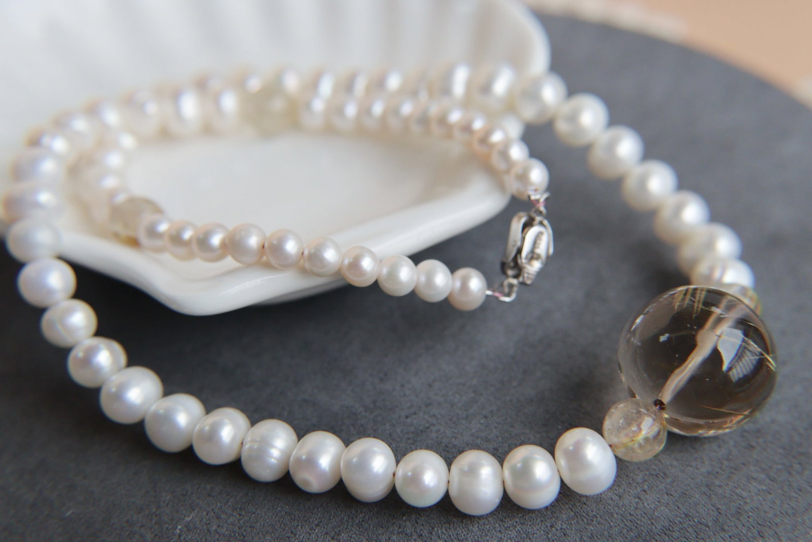 Natural Rutilated Quartz Pearl Necklace - 7
