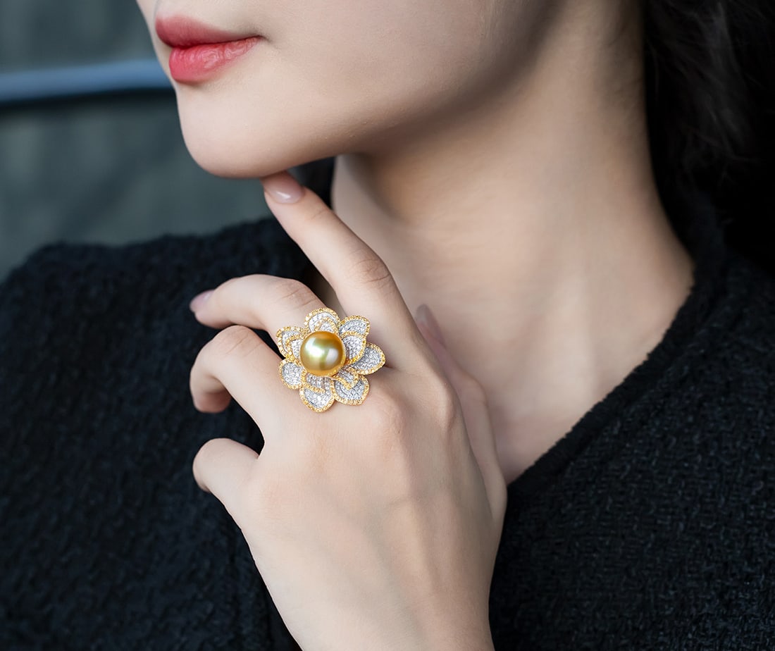18K Gold South Sea Pearl Ring - 2