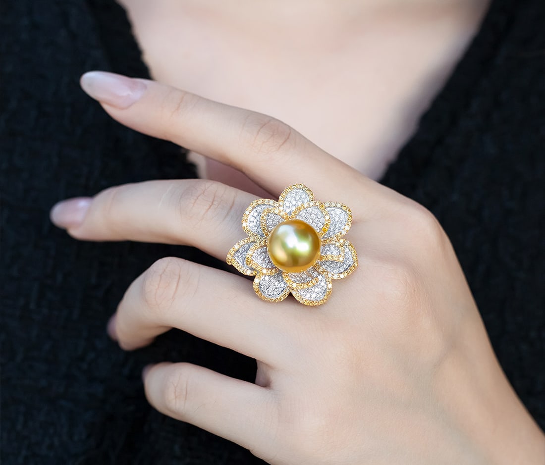 18K Gold South Sea Pearl Ring - 3