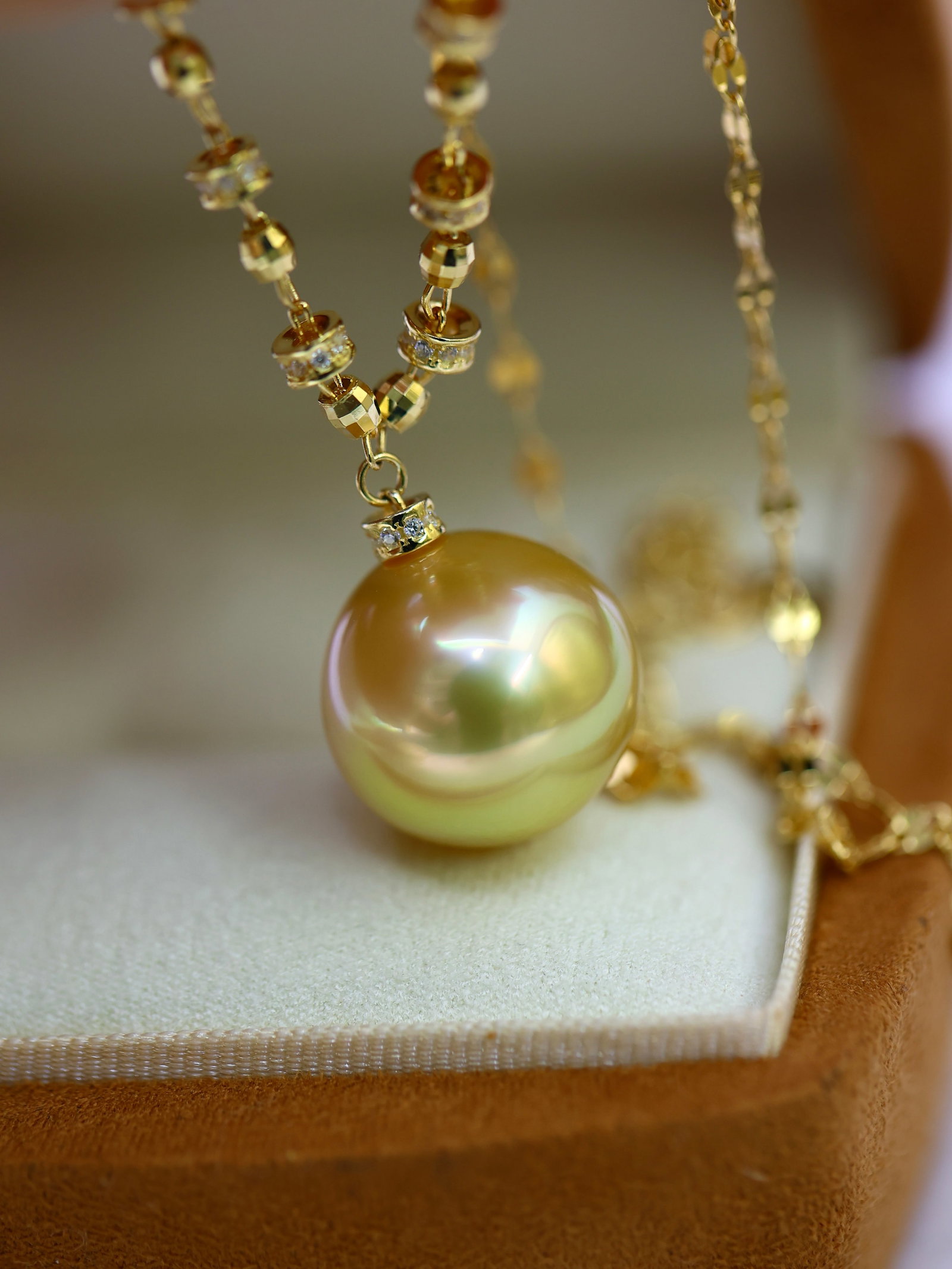 S925 Silver South Sea Golden Pearl Pendant - 2