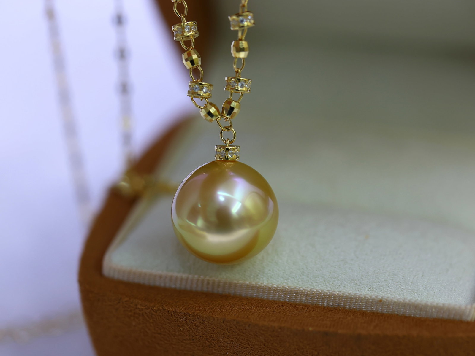 S925 Silver South Sea Golden Pearl Pendant - 3