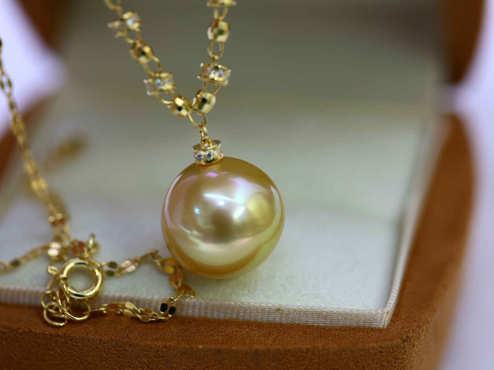 S925 Silver South Sea Golden Pearl Pendant - 4