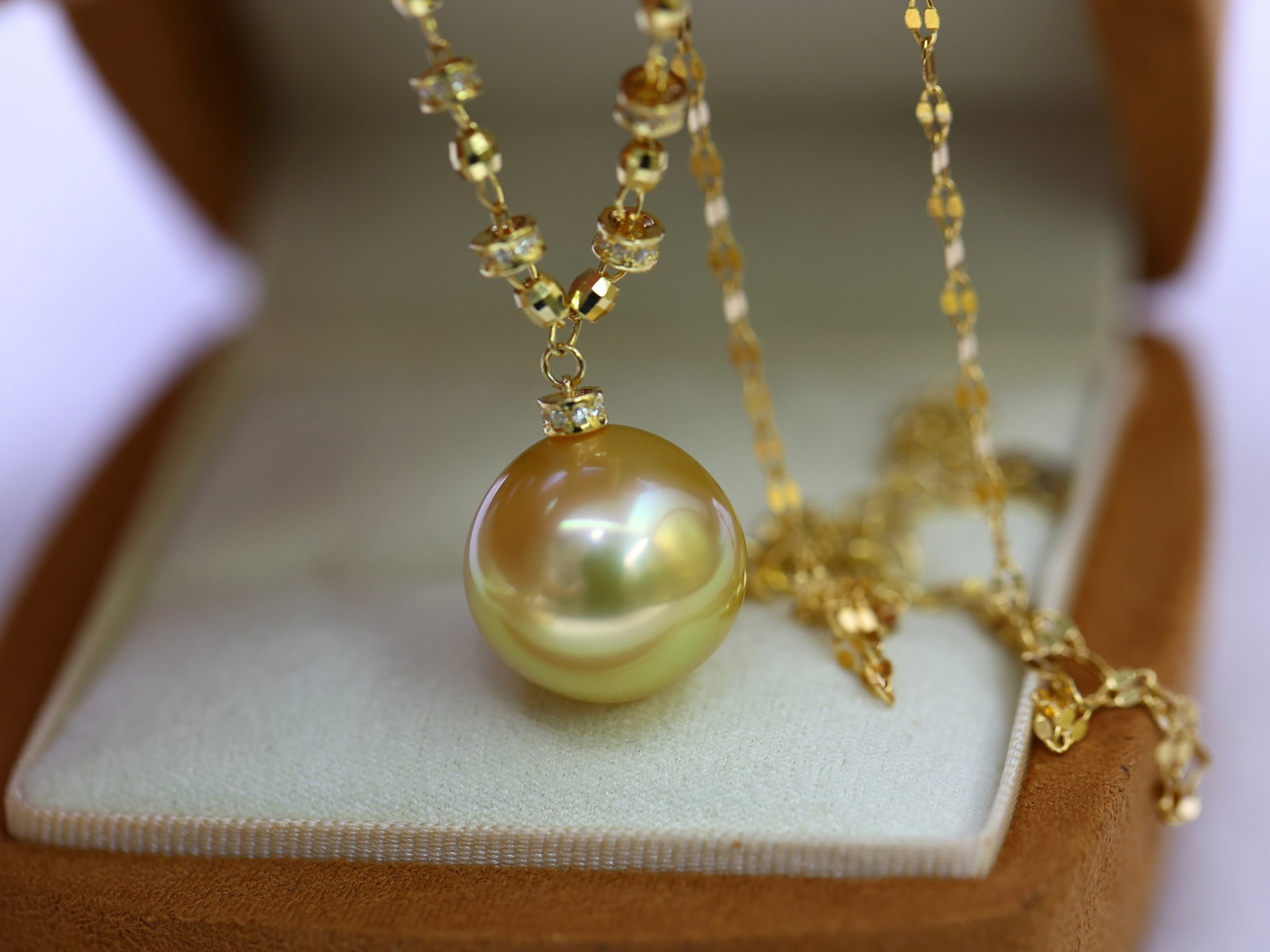 S925 Silver South Sea Golden Pearl Pendant - 6