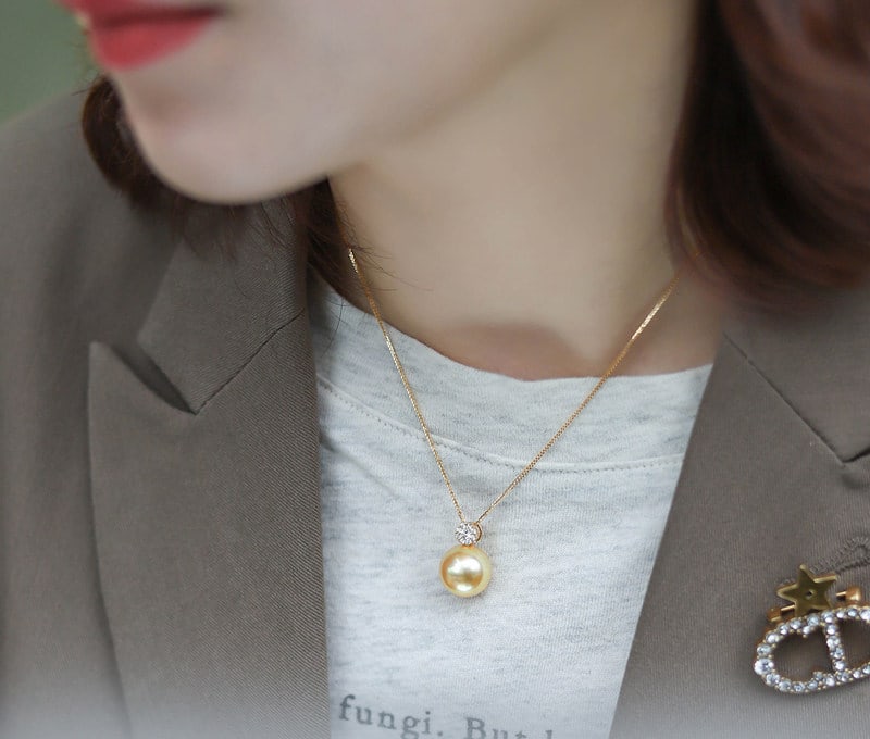 18K Gold South Sea Golden Pearl Pendant - 2