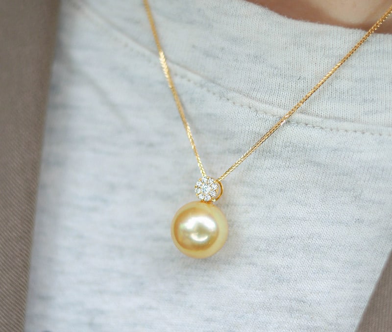 18K Gold South Sea Golden Pearl Pendant - 3