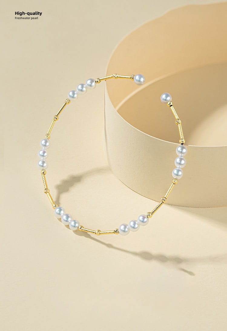 18K Gold Freshwater Pearl Bracelet - 3