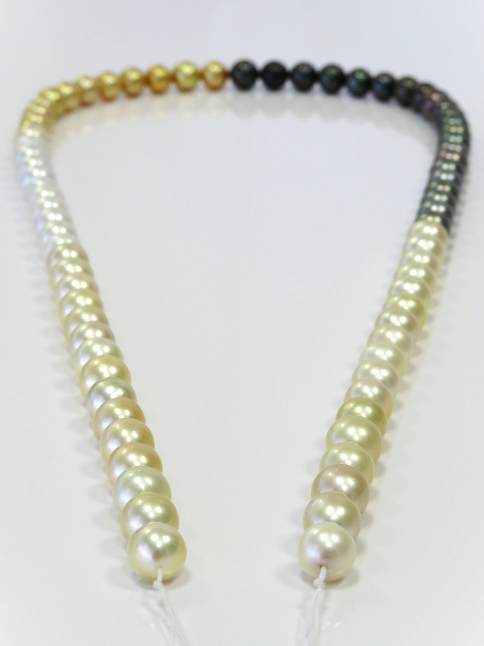 10mm Round Mix Tahitian and White/Golden South Sea Pearl Long Necklace - 3