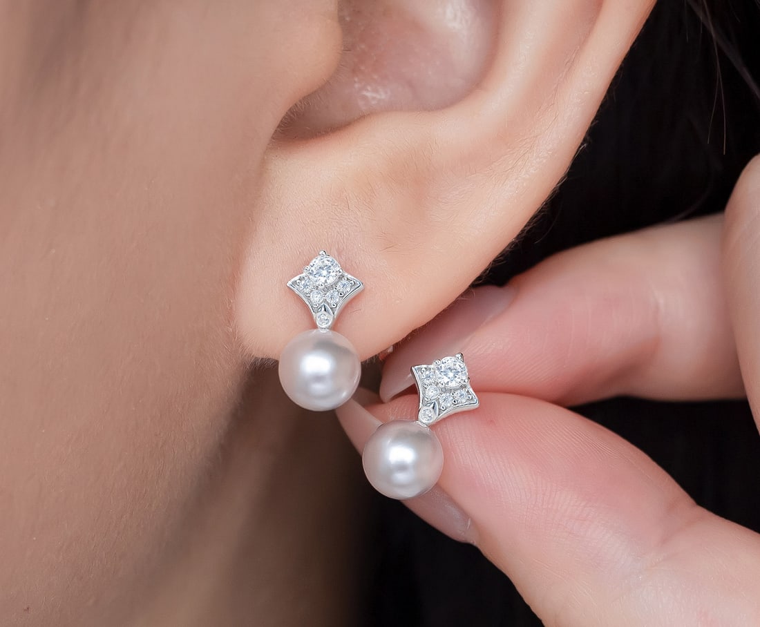 S925 Silver Seawater Pearl Earrings - 2