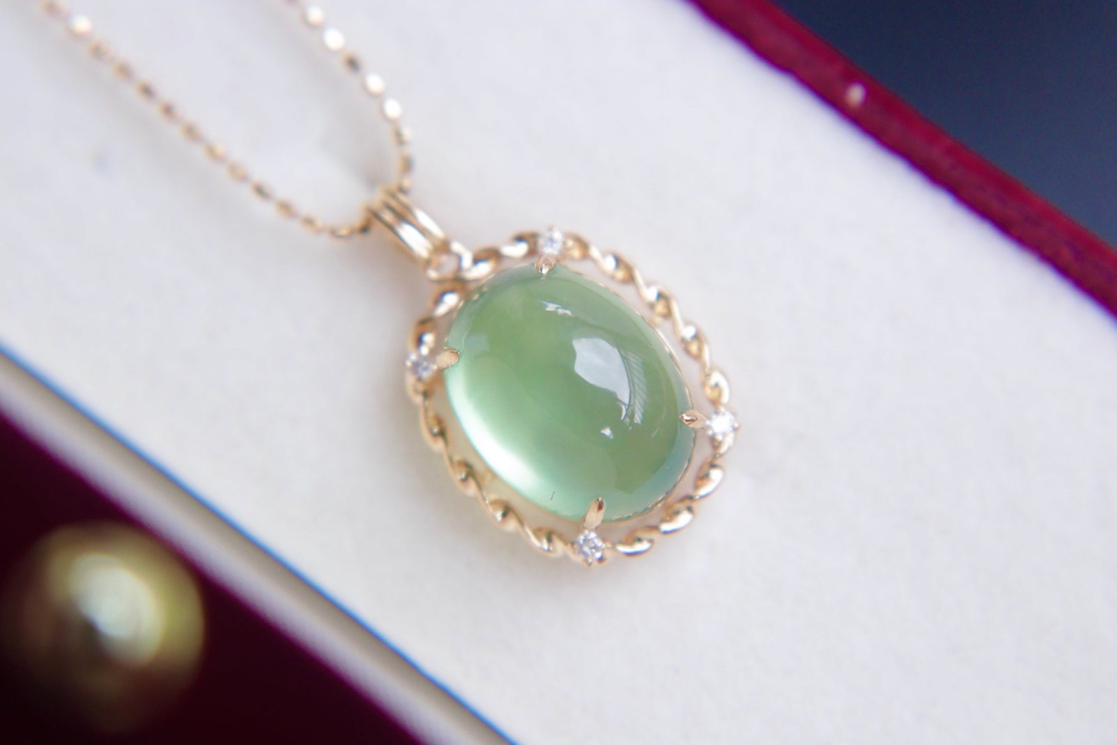 18K Gold Prasiolite Diamond Pendant - 2
