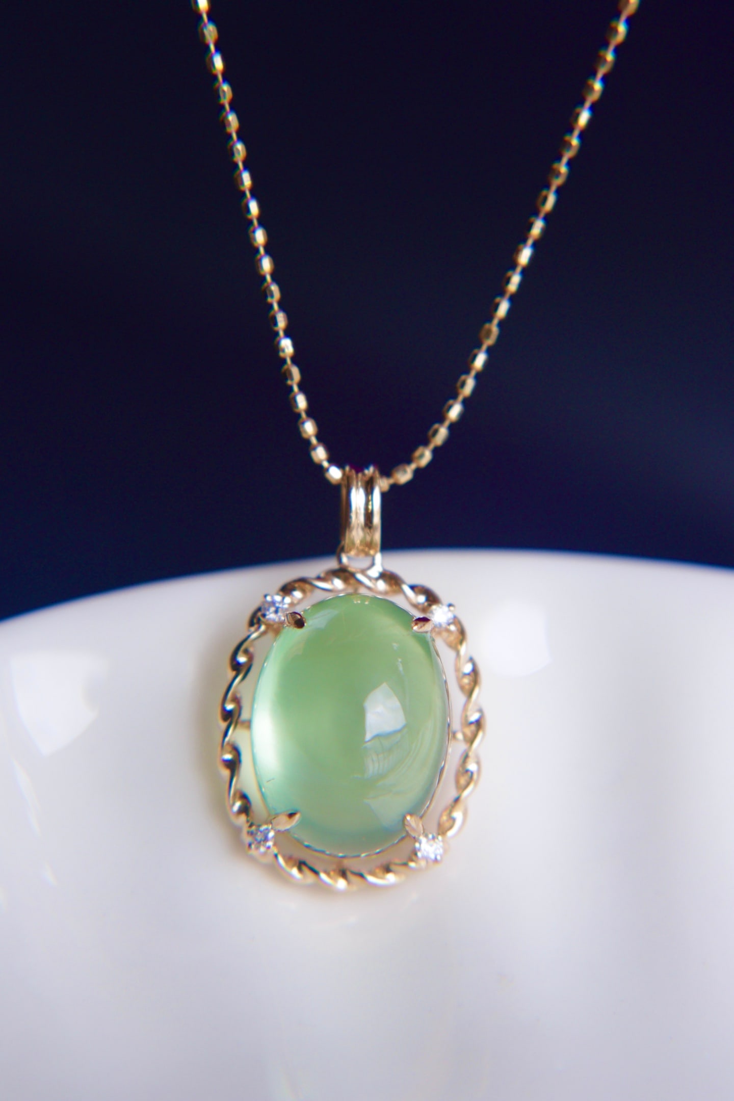 18K Gold Prasiolite Diamond Pendant - 3