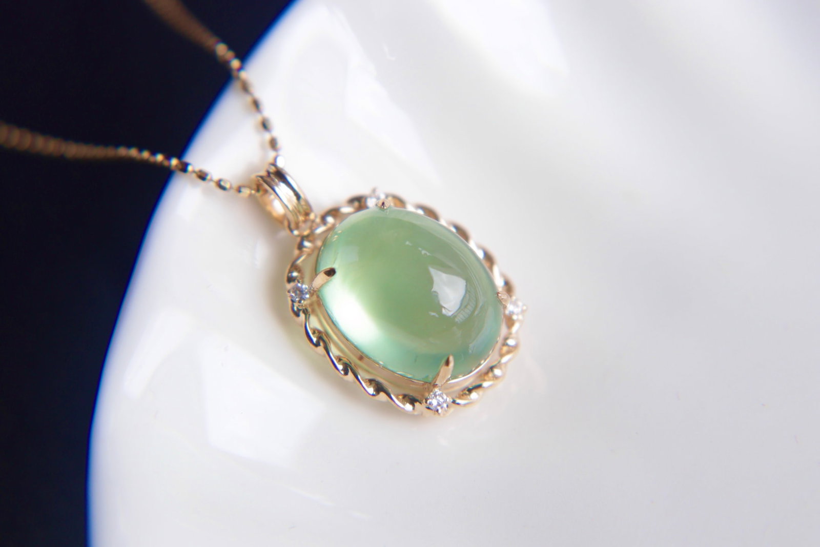 18K Gold Prasiolite Diamond Pendant - 4