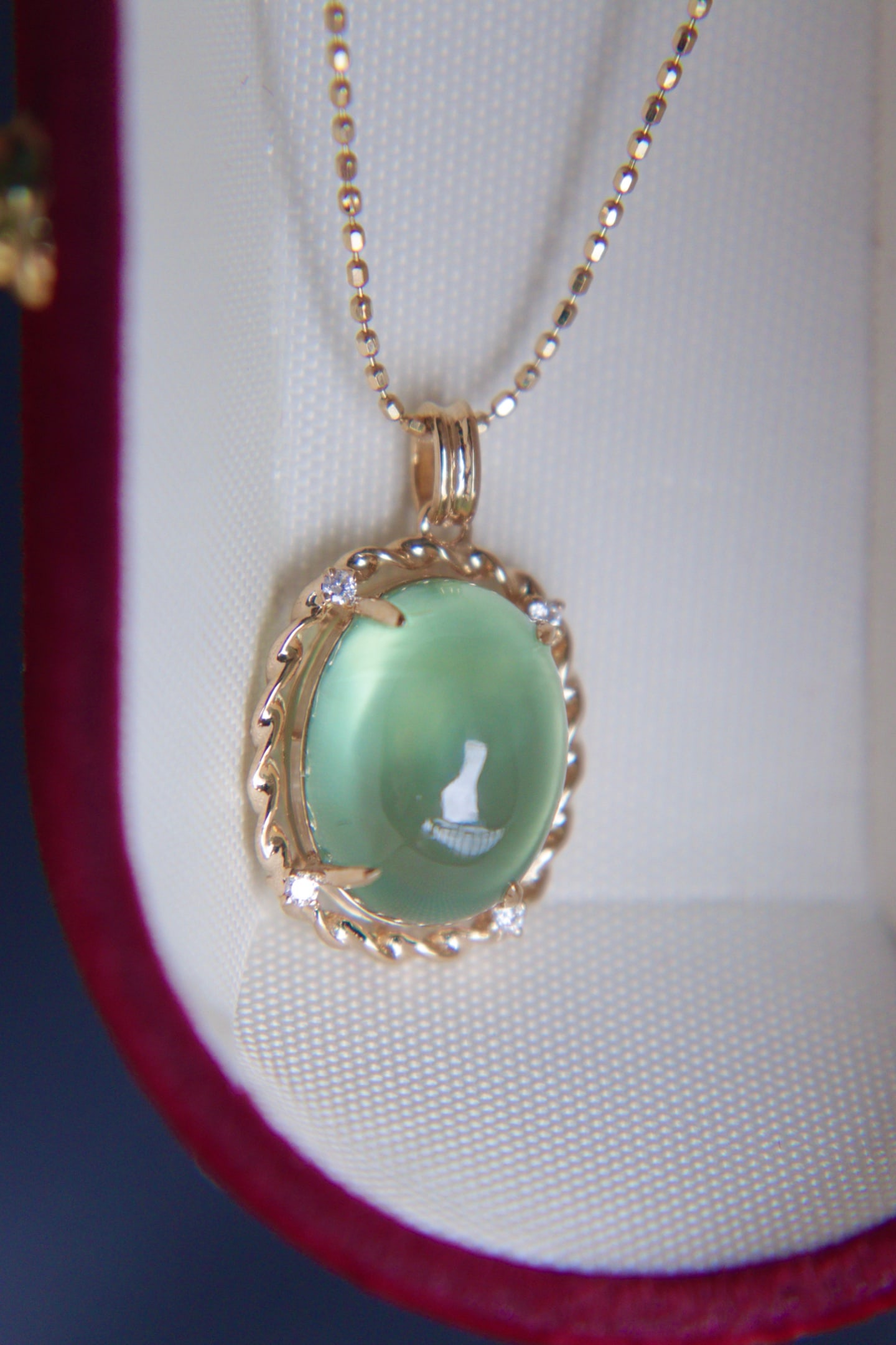 18K Gold Prasiolite Diamond Pendant - 7