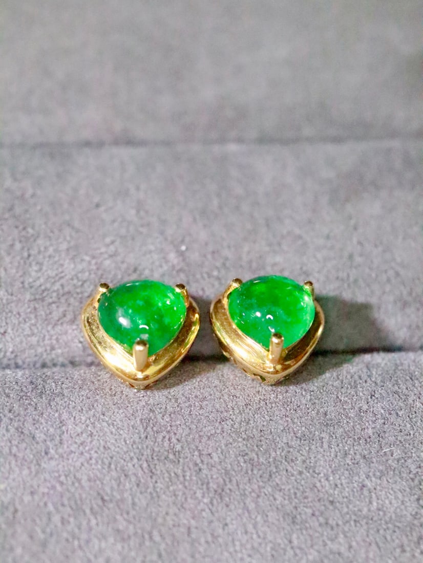 18K Gold Emerald Earrings - 4